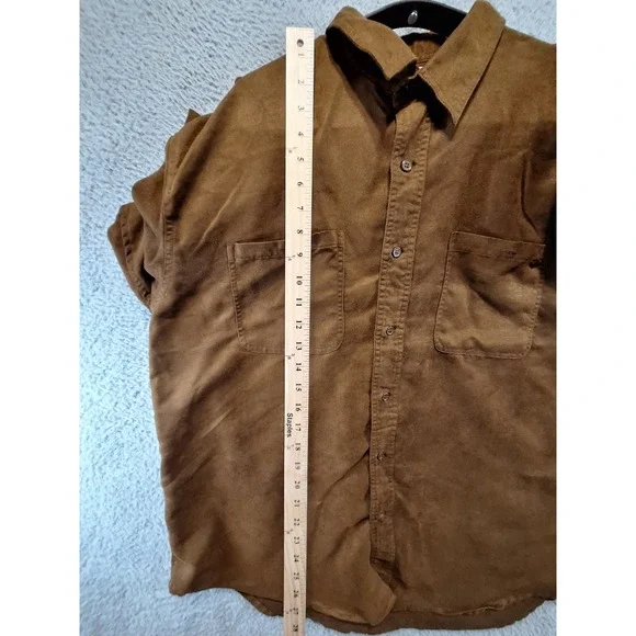 Knightsbridge Button Up Shirt XL Brown Faux Suede Streetwear Workwear Gorpcore - Picture 6 of 7